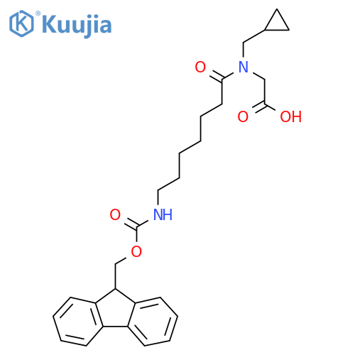 2-N-(cyclopropylmethyl)-7-({(9H-fluoren-9-yl)methoxycarbonyl}amino)heptanamidoacetic acid structure