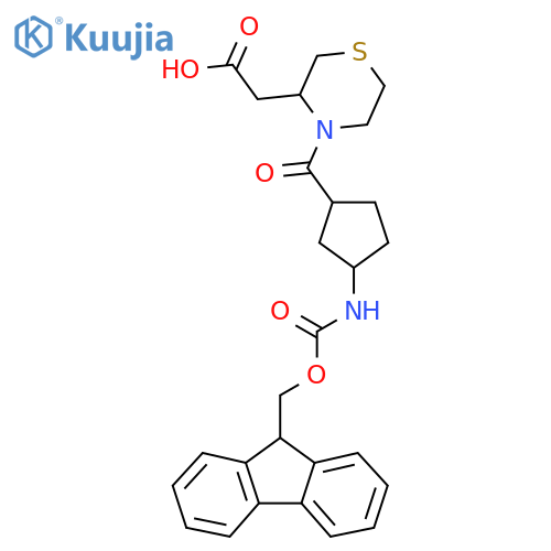 2-{4-3-({(9H-fluoren-9-yl)methoxycarbonyl}amino)cyclopentanecarbonylthiomorpholin-3-yl}acetic acid structure