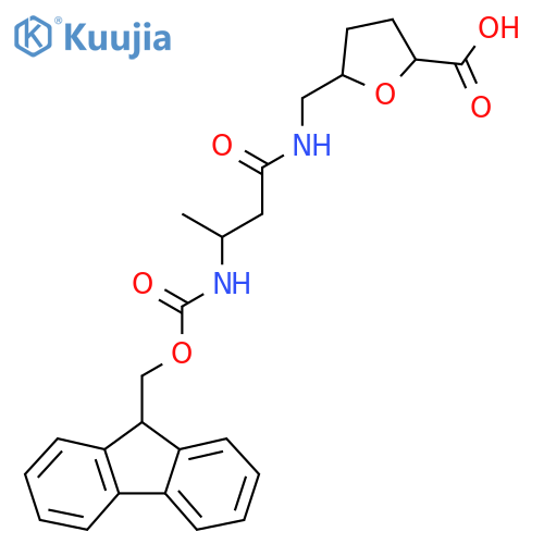 5-{3-({(9H-fluoren-9-yl)methoxycarbonyl}amino)butanamidomethyl}oxolane-2-carboxylic acid structure