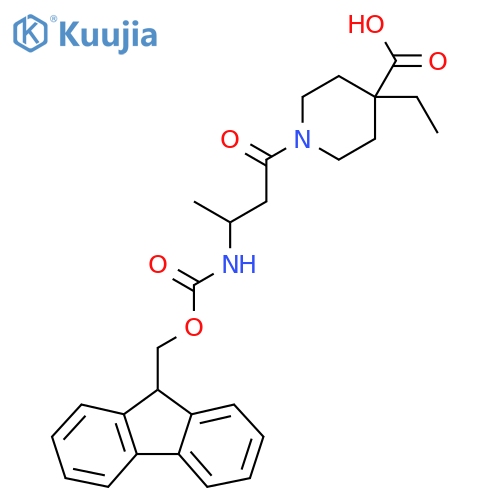 4-ethyl-1-3-({(9H-fluoren-9-yl)methoxycarbonyl}amino)butanoylpiperidine-4-carboxylic acid structure