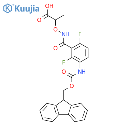 2-({3-({(9H-fluoren-9-yl)methoxycarbonyl}amino)-2,6-difluorophenylformamido}oxy)propanoic acid structure