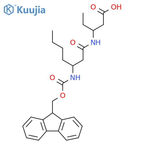 3-3-({(9H-fluoren-9-yl)methoxycarbonyl}amino)heptanamidopentanoic acid structure