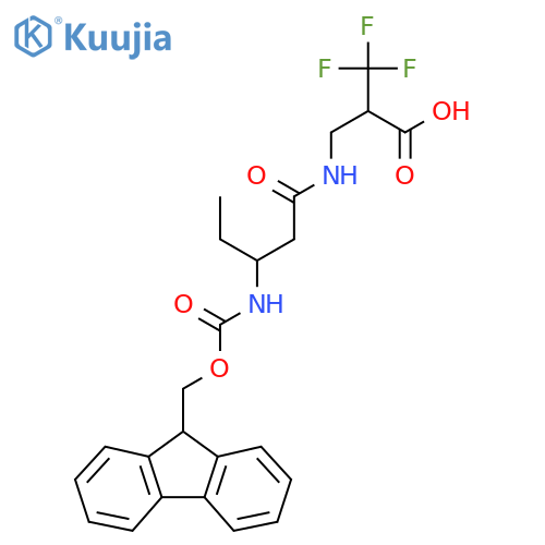 2-{3-({(9H-fluoren-9-yl)methoxycarbonyl}amino)pentanamidomethyl}-3,3,3-trifluoropropanoic acid structure