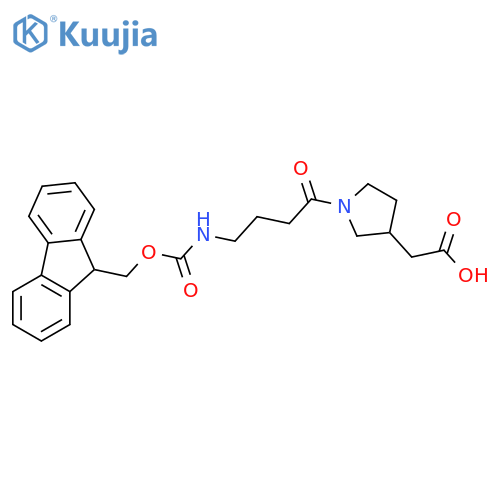 2-{1-4-({(9H-fluoren-9-yl)methoxycarbonyl}amino)butanoylpyrrolidin-3-yl}acetic acid structure