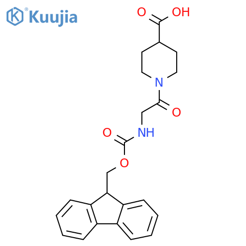 1-2-({(9H-fluoren-9-yl)methoxycarbonyl}amino)acetylpiperidine-4-carboxylic acid structure