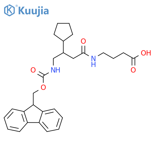 4-3-cyclopentyl-4-({(9H-fluoren-9-yl)methoxycarbonyl}amino)butanamidobutanoic acid structure