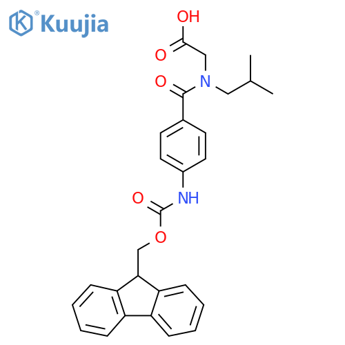 2-{1-4-({(9H-fluoren-9-yl)methoxycarbonyl}amino)phenyl-N-(2-methylpropyl)formamido}acetic acid structure