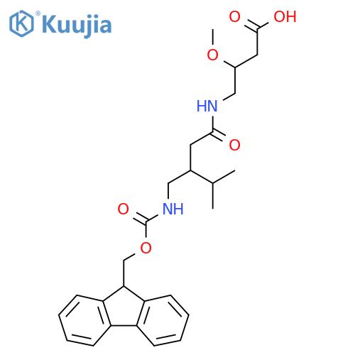 4-{3-({(9H-fluoren-9-yl)methoxycarbonyl}amino)methyl-4-methylpentanamido}-3-methoxybutanoic acid structure