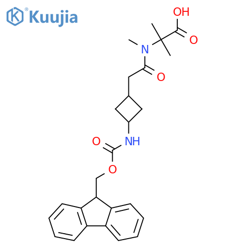 2-{2-3-({(9H-fluoren-9-yl)methoxycarbonyl}amino)cyclobutyl-N-methylacetamido}-2-methylpropanoic acid structure