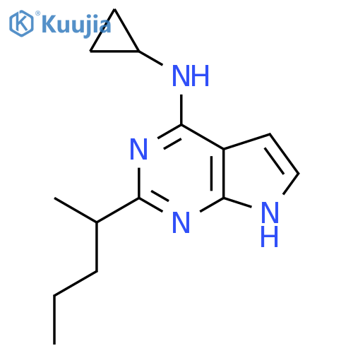 N-cyclopropyl-2-(pentan-2-yl)-7H-pyrrolo2,3-dpyrimidin-4-amine structure