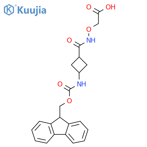 2-({3-({(9H-fluoren-9-yl)methoxycarbonyl}amino)cyclobutylformamido}oxy)acetic acid structure