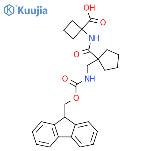 1-{1-({(9H-fluoren-9-yl)methoxycarbonyl}amino)methylcyclopentaneamido}cyclobutane-1-carboxylic acid structure
