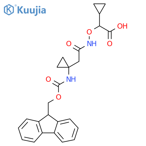 2-cyclopropyl-2-({2-1-({(9H-fluoren-9-yl)methoxycarbonyl}amino)cyclopropylacetamido}oxy)acetic acid structure