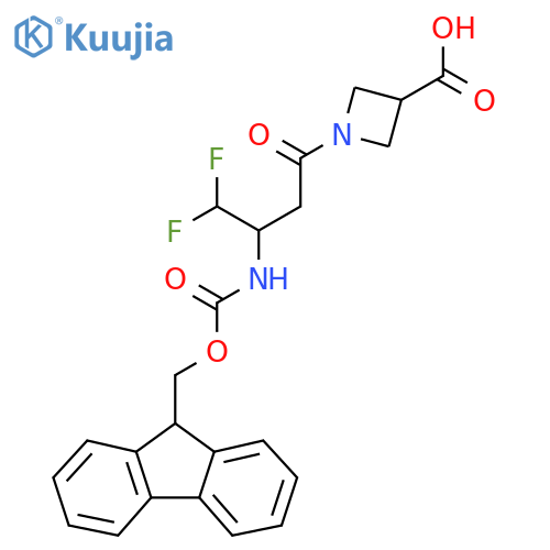 1-3-({(9H-fluoren-9-yl)methoxycarbonyl}amino)-4,4-difluorobutanoylazetidine-3-carboxylic acid structure