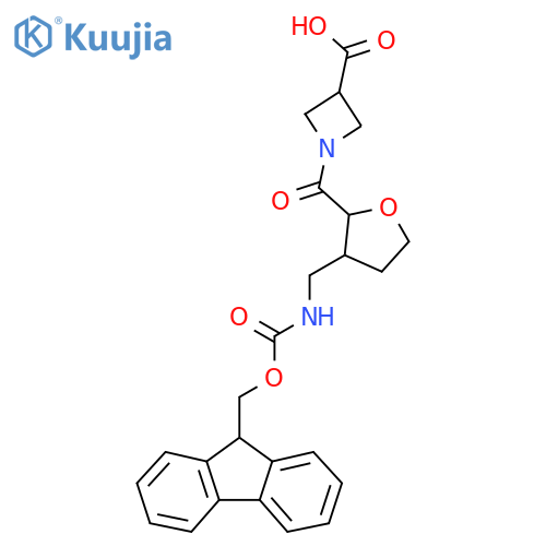 1-{3-({(9H-fluoren-9-yl)methoxycarbonyl}amino)methyloxolane-2-carbonyl}azetidine-3-carboxylic acid structure
