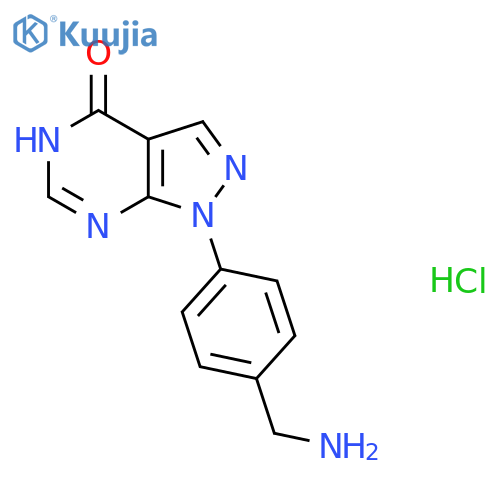 1-4-(aminomethyl)phenyl-1H,4H,5H-pyrazolo3,4-dpyrimidin-4-one hydrochloride structure