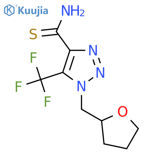1-(oxolan-2-ylmethyl)-5-(trifluoromethyl)-1H-1,2,3-triazole-4-carbothioamide structure