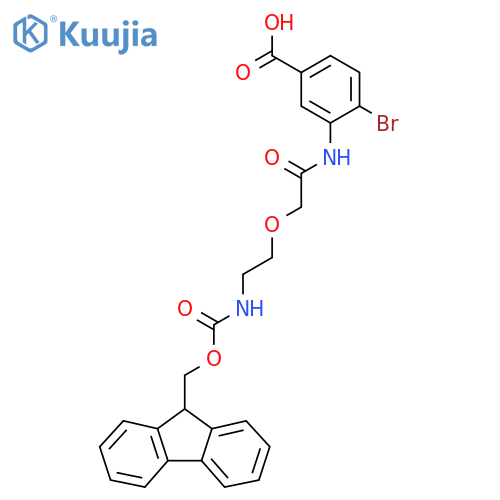 4-bromo-3-{2-2-({(9H-fluoren-9-yl)methoxycarbonyl}amino)ethoxyacetamido}benzoic acid structure