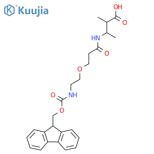 3-{3-2-({(9H-fluoren-9-yl)methoxycarbonyl}amino)ethoxypropanamido}-2-methylbutanoic acid structure