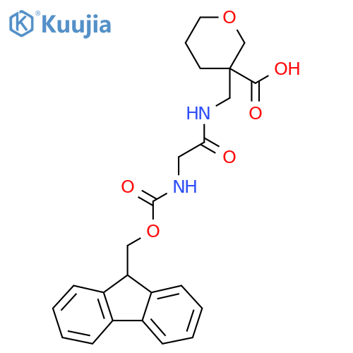 3-{2-({(9H-fluoren-9-yl)methoxycarbonyl}amino)acetamidomethyl}oxane-3-carboxylic acid structure