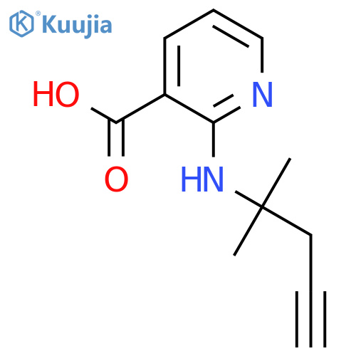 2-(2-methylpent-4-yn-2-yl)aminopyridine-3-carboxylic acid structure