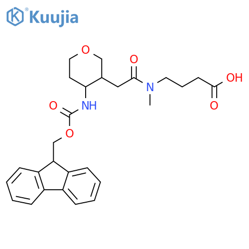 4-{2-4-({(9H-fluoren-9-yl)methoxycarbonyl}amino)oxan-3-yl-N-methylacetamido}butanoic acid structure