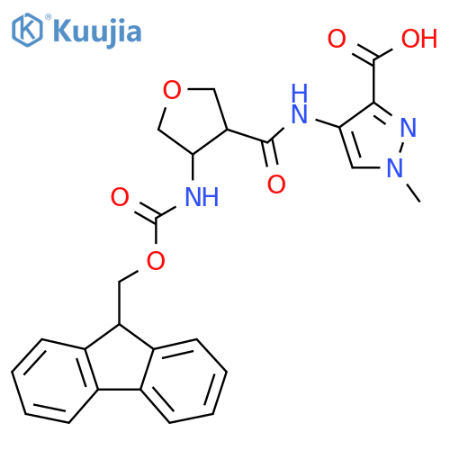 4-4-({(9H-fluoren-9-yl)methoxycarbonyl}amino)oxolane-3-amido-1-methyl-1H-pyrazole-3-carboxylic acid structure