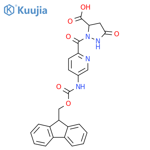 2-5-({(9H-fluoren-9-yl)methoxycarbonyl}amino)pyridine-2-carbonyl-5-oxopyrazolidine-3-carboxylic acid structure