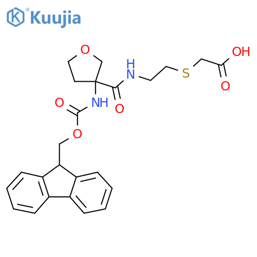 2-(2-{3-({(9H-fluoren-9-yl)methoxycarbonyl}amino)oxolan-3-ylformamido}ethyl)sulfanylacetic acid structure