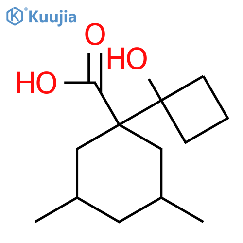 1-(1-hydroxycyclobutyl)-3,5-dimethylcyclohexane-1-carboxylic acid structure