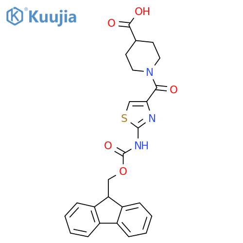 1-2-({(9H-fluoren-9-yl)methoxycarbonyl}amino)-1,3-thiazole-4-carbonylpiperidine-4-carboxylic acid structure