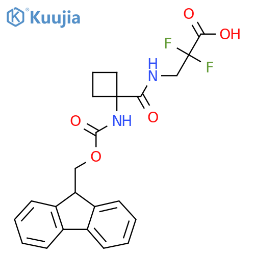 3-{1-({(9H-fluoren-9-yl)methoxycarbonyl}amino)cyclobutylformamido}-2,2-difluoropropanoic acid structure