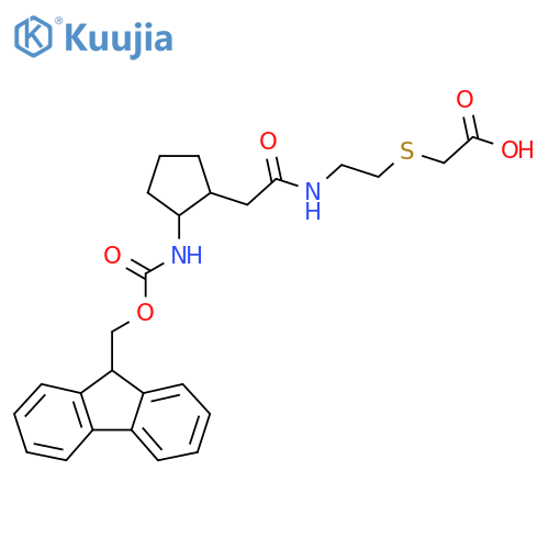 2-(2-{2-2-({(9H-fluoren-9-yl)methoxycarbonyl}amino)cyclopentylacetamido}ethyl)sulfanylacetic acid structure