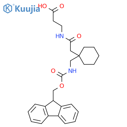 3-(2-{1-({(9H-fluoren-9-yl)methoxycarbonyl}amino)methylcyclohexyl}acetamido)propanoic acid structure