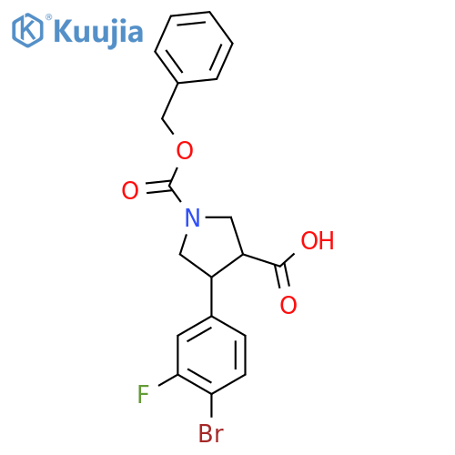 1-(benzyloxy)carbonyl-4-(4-bromo-3-fluorophenyl)pyrrolidine-3-carboxylic acid structure