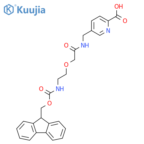 5-({2-2-({(9H-fluoren-9-yl)methoxycarbonyl}amino)ethoxyacetamido}methyl)pyridine-2-carboxylic acid structure