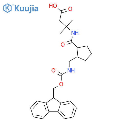 3-({2-({(9H-fluoren-9-yl)methoxycarbonyl}amino)methylcyclopentyl}formamido)-3-methylbutanoic acid structure