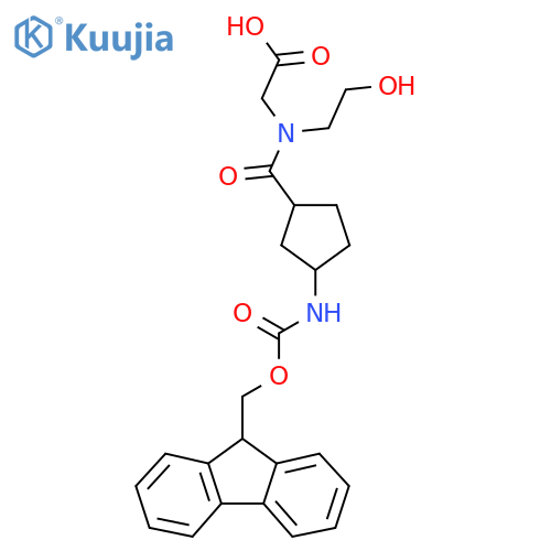 2-{1-3-({(9H-fluoren-9-yl)methoxycarbonyl}amino)cyclopentyl-N-(2-hydroxyethyl)formamido}acetic acid structure