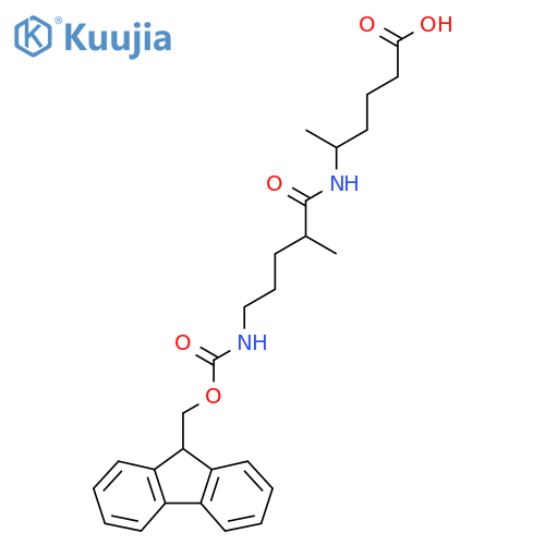 5-5-({(9H-fluoren-9-yl)methoxycarbonyl}amino)-2-methylpentanamidohexanoic acid structure