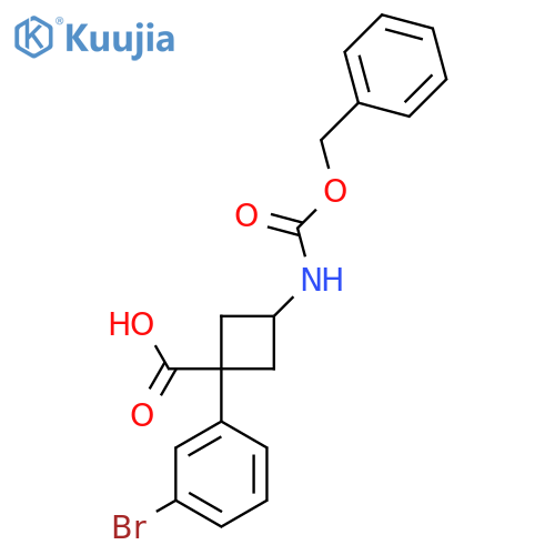 3-{(benzyloxy)carbonylamino}-1-(3-bromophenyl)cyclobutane-1-carboxylic acid structure