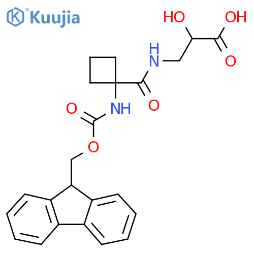 3-{1-({(9H-fluoren-9-yl)methoxycarbonyl}amino)cyclobutylformamido}-2-hydroxypropanoic acid structure