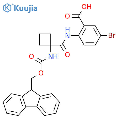 5-bromo-2-1-({(9H-fluoren-9-yl)methoxycarbonyl}amino)cyclobutaneamidobenzoic acid structure