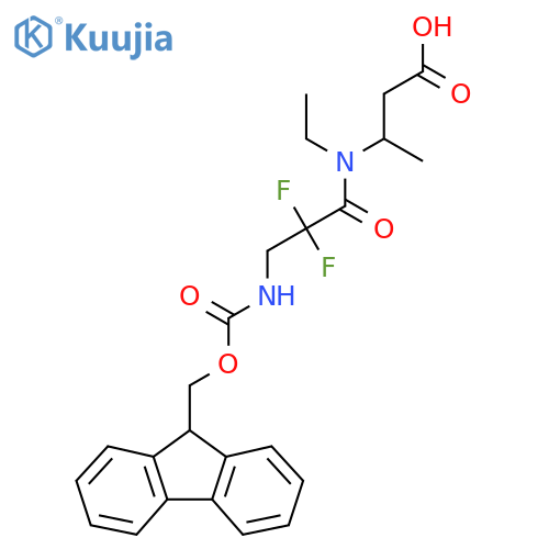 3-N-ethyl-3-({(9H-fluoren-9-yl)methoxycarbonyl}amino)-2,2-difluoropropanamidobutanoic acid structure