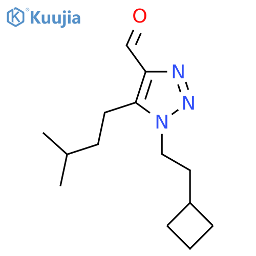1-(2-cyclobutylethyl)-5-(3-methylbutyl)-1H-1,2,3-triazole-4-carbaldehyde structure