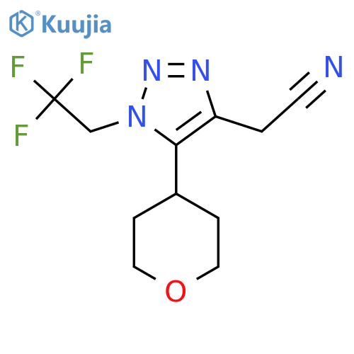 2-5-(oxan-4-yl)-1-(2,2,2-trifluoroethyl)-1H-1,2,3-triazol-4-ylacetonitrile structure
