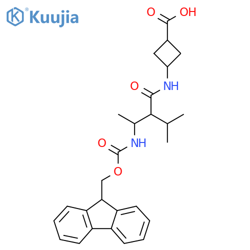 3-3-({(9H-fluoren-9-yl)methoxycarbonyl}amino)-2-(propan-2-yl)butanamidocyclobutane-1-carboxylic acid structure