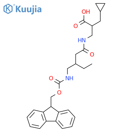 2-(cyclopropylmethyl)-3-{3-({(9H-fluoren-9-yl)methoxycarbonyl}amino)methylpentanamido}propanoic acid structure