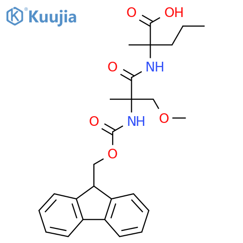 2-2-({(9H-fluoren-9-yl)methoxycarbonyl}amino)-2-(methoxymethyl)propanamido-2-methylpentanoic acid structure