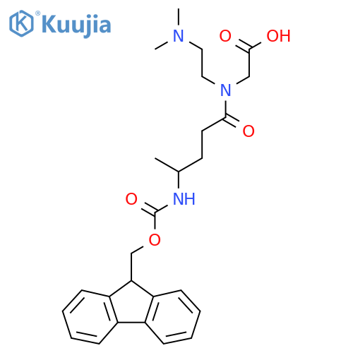 2-{N-2-(dimethylamino)ethyl-4-({(9H-fluoren-9-yl)methoxycarbonyl}amino)pentanamido}acetic acid structure