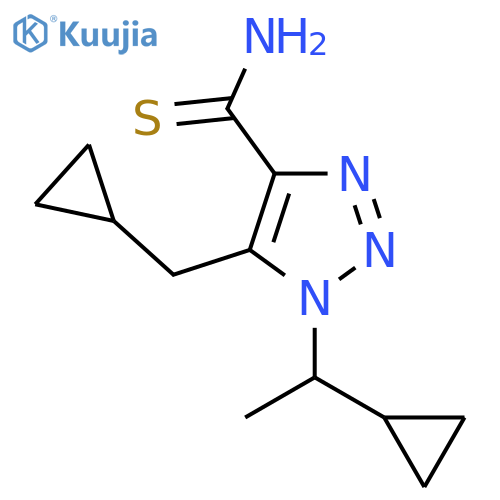 1-(1-cyclopropylethyl)-5-(cyclopropylmethyl)-1H-1,2,3-triazole-4-carbothioamide structure